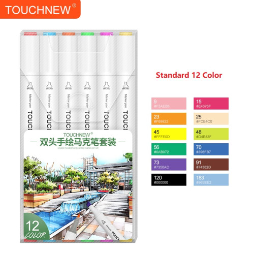 TOUCHNEW T8 Rotuladores de 12 colores a base de alcohol para dibujo artístico,niños,estudiantes